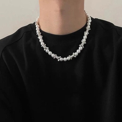 Thorns Chain Imitation Pearl Necklace Men Hip-Hop Punk Jewelry 2026 Trend
