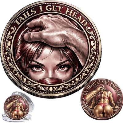 for Couples Funny Heads I Get Tail Tails I Get Head Challenge Coin Cheeky Token