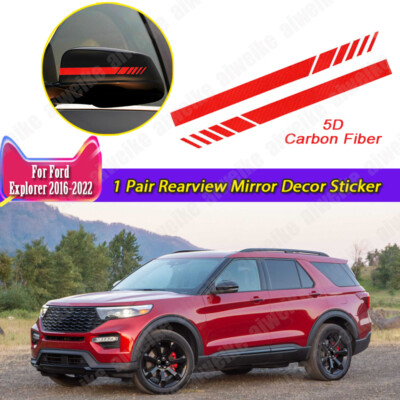 Pair Carbon Fiber 5D Rearview Mirror Decor Sticker Accessories For Ford Explorer