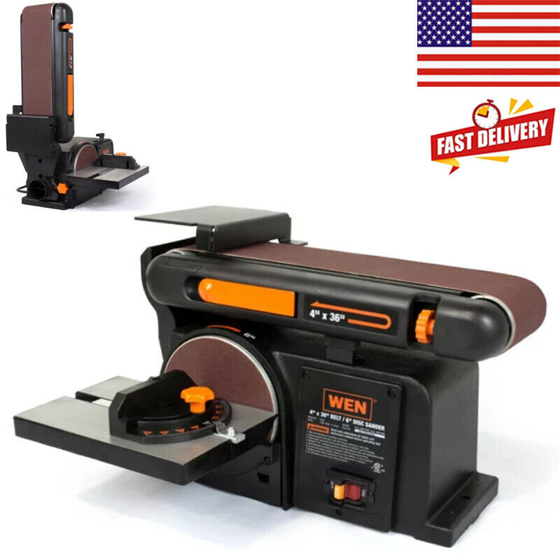 4.3Amp 4x36-In Belt/6-In Disc Sander Electric Bench Belt Sander w/Cast Iron Base