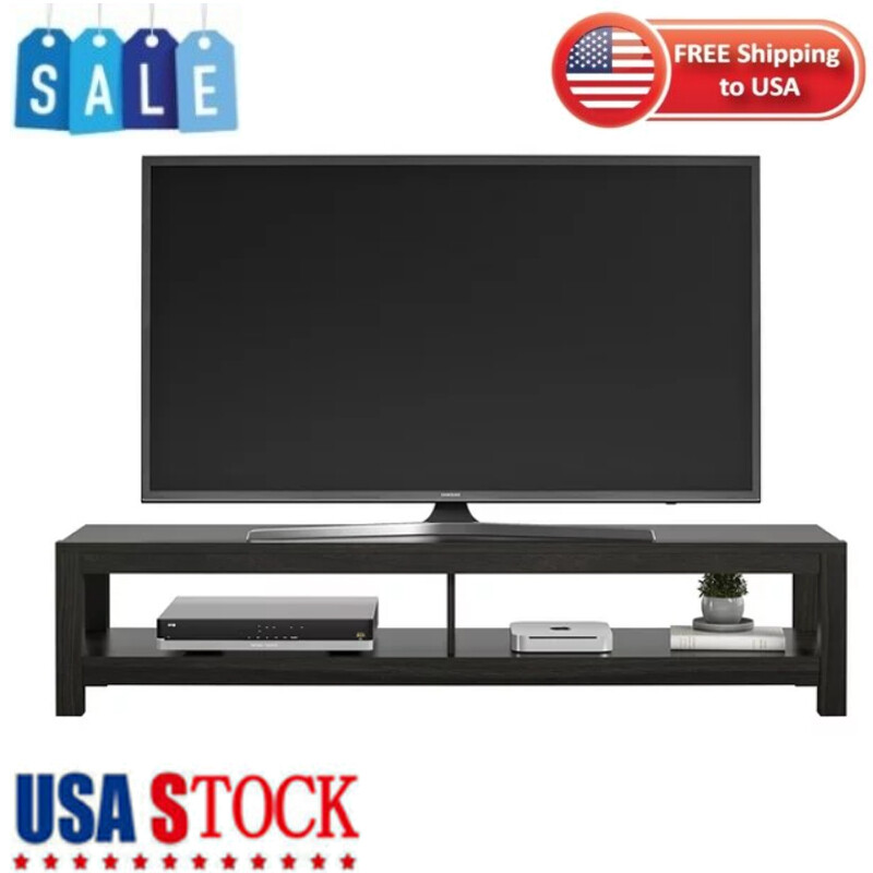 Industrial Tv Media Console Table W/ Storage Shelf For Living Room