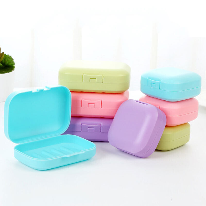 Soap Holder Dish Box Solid Color Case Shower Bathroom Travel Storage Container