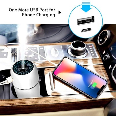 US MiniUSB Air Humidifier Aroma Diffuser Car Essential Oil Air Purifier with LED