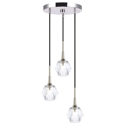 Woodbridge Lighting Regent Park 3-Light Crystal Glass Pendant in Nickel
