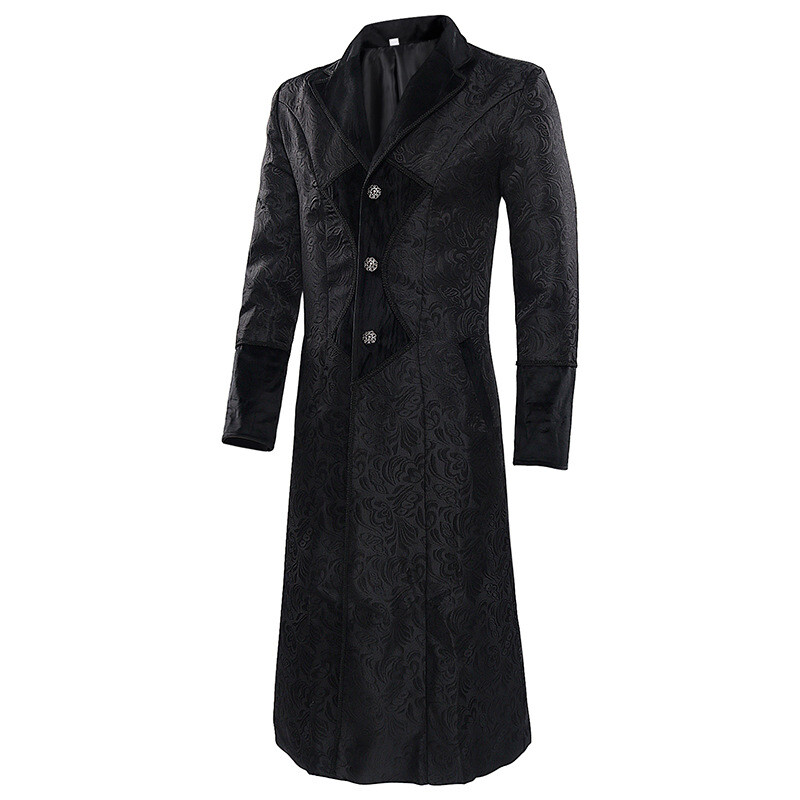 Mens Jacket Steampunk Tailcoat Black Gothic Victorian Coat Retro Uniform Outwear