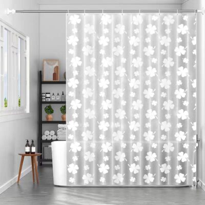 Shower Curtain Liner Waterproof PEVA Shower Curtains with 3 Four Leaf Clover