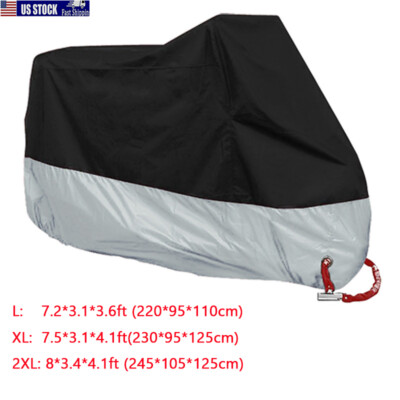 Motorcycle Cover Waterproof Sunscreen Heavy Duty for Snow Rain Dust Storage 2XL