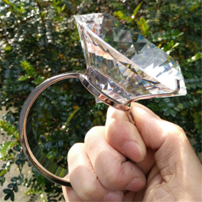 Creative Crystal Big Diamond Ring Wedding Gift Proposal Prop Valentine Day Ring