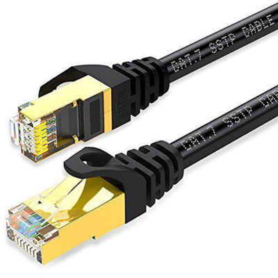 Cat7 Ethernet LAN Network Patch Cable Cord High Speed Modem Router Black 3FT