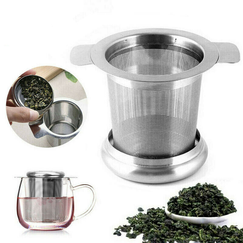 Infuser Metal Cup Strainer Loose Leaf Filter W/ Lid