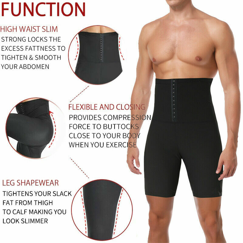 Men Workout Sauna Sweat Pants Hot Thermo High Waist Compression Shorts Shapers