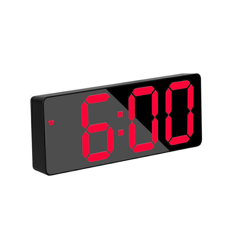Mirror LED Alarm Clock Night Light Thermometer Temperature Digital Desk Clock