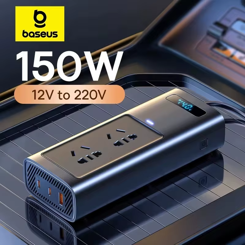150W Car Inverter DC 12V to AC 220V EU Auto Power Inversor USB Type C Fast Char