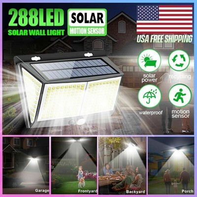 288LED Solar Power Lamp Waterproof PIR Motion Sensor Garden Yard Wall Light Best