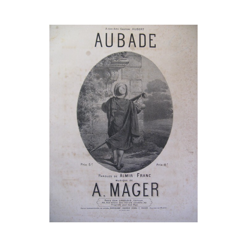 Mager Charles AmÃ©DÃ©E Aubade Chant Piano 1870