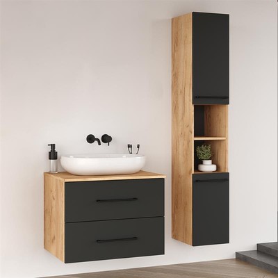 Planetmöbel Badmöbelset LUX mit Aufsatzwaschbecken und Hochschrank