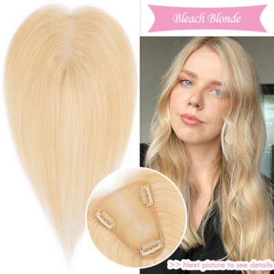 Free Part Lace Base Clip in 100% Remy Human Hair Women Topper Toupee Hairpiece