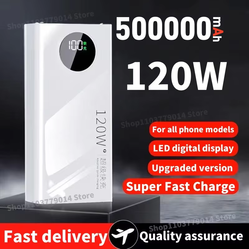500000mAh Fast Charging Power Bank 120W High Capacity Powerbank Portable Battery
