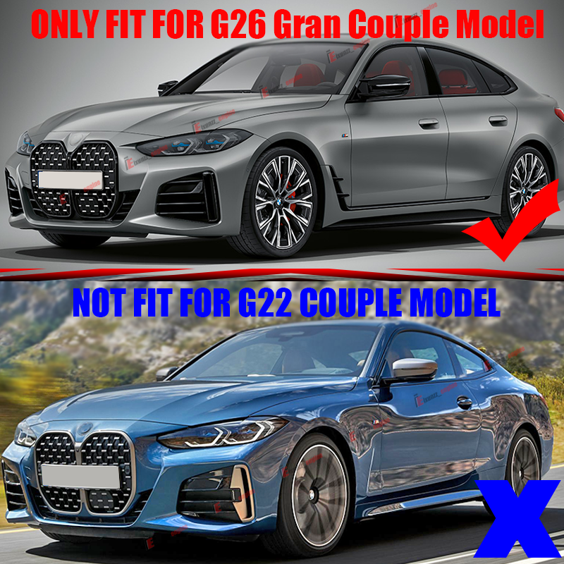 For BMW G26 M440i i4 M50 Gran Coupe 21-24 V1 Style Glossy Black Front Bumper Lip