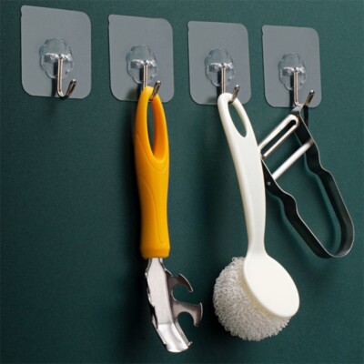 5Pcs Self Adhesive Wall Hooks Heavy Duty Stick On Decorative Door Sticky Hanger