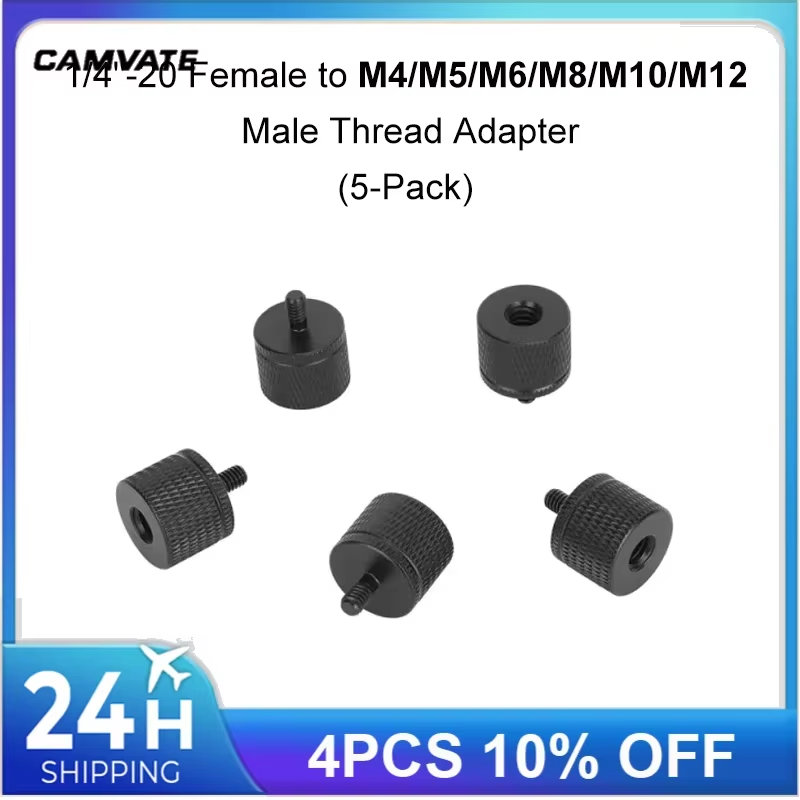 Converts 1/4"-20 Female to M4/M5/M6/M8/M10/M12 Male Thread Adapter For Camera Ca