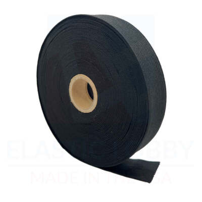 1'' (25mm) Black Knitted Elastic - US Made