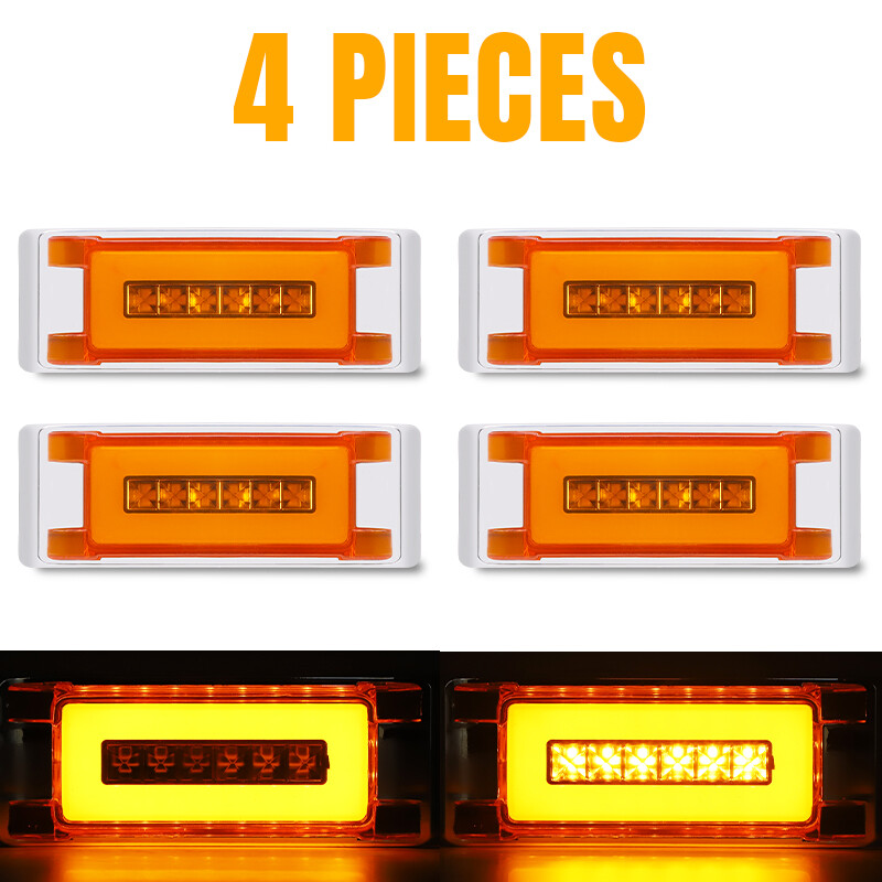 Red/Amber 6" LED Side Marker Lights Clearance Turn Signal Light Trailer Truck US