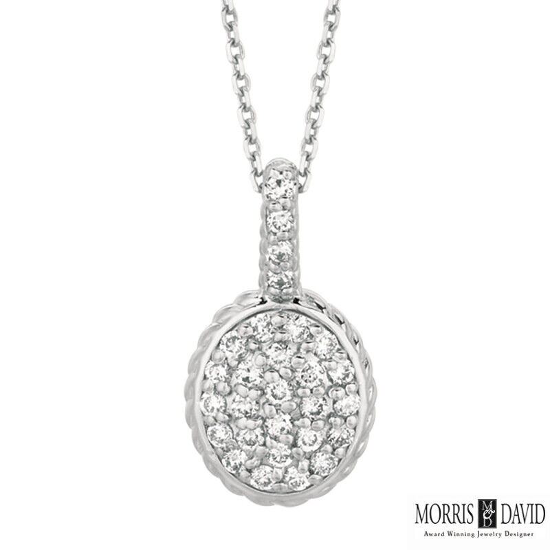 Pre-owned Morris 0.51 Carat Natural Diamond Oval Necklace 14k White Gold Si