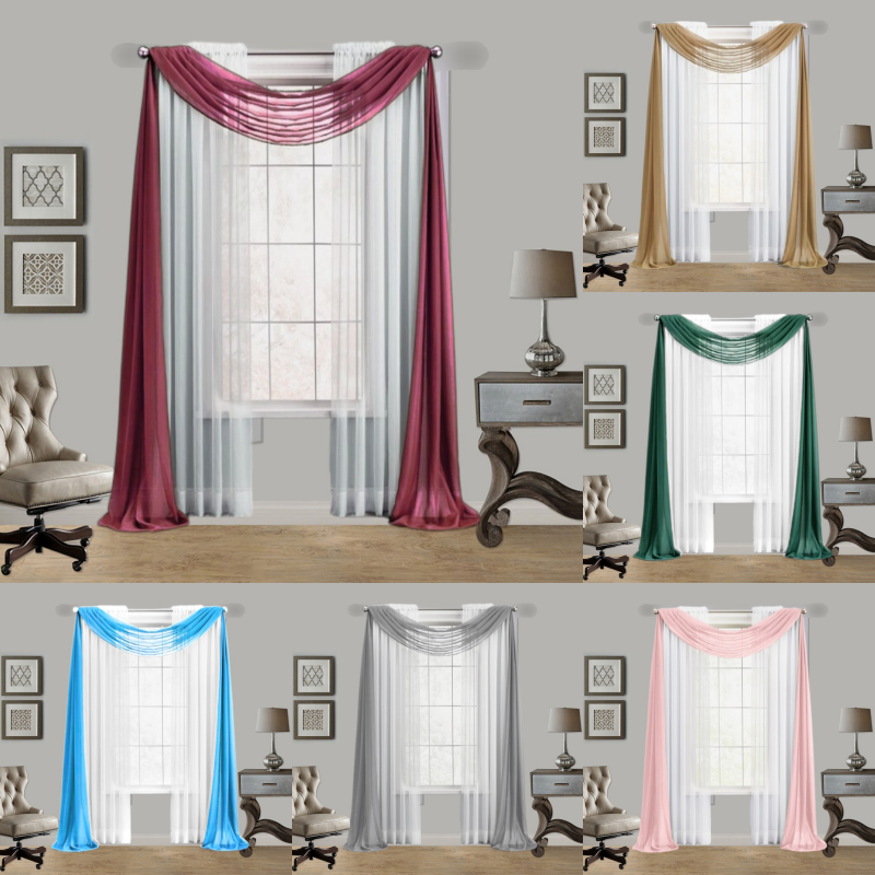 1PC PRINTED/SOLID VOILE SCARF WINDOW CURTAIN SEE THROUGH PARTY HOME DECOR S38