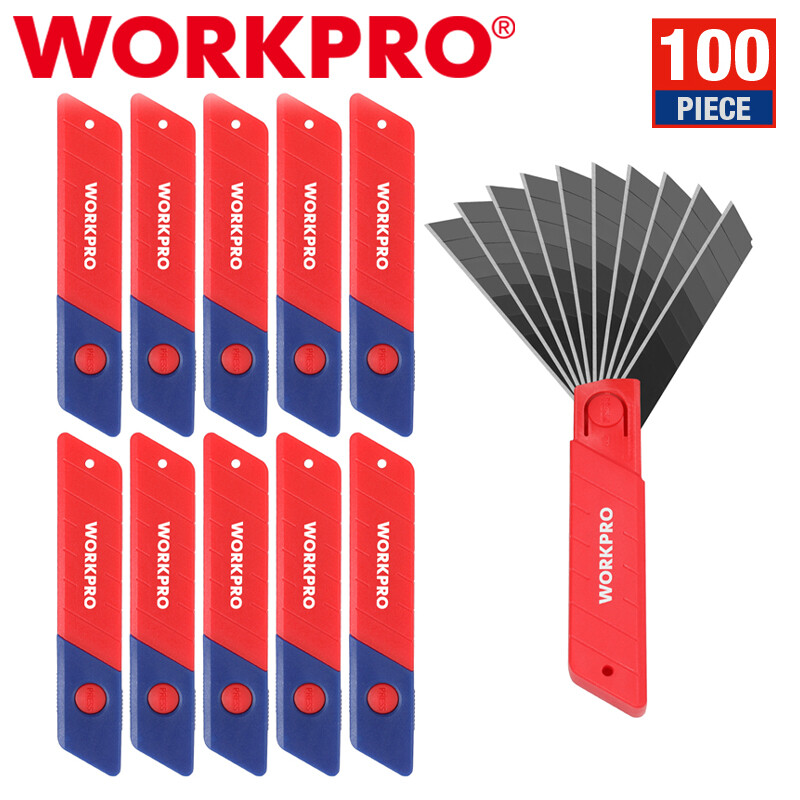 WORKPRO 100PC 18mm Snap-off Replacement Blades SK5 Steel Blade for Utility Knife