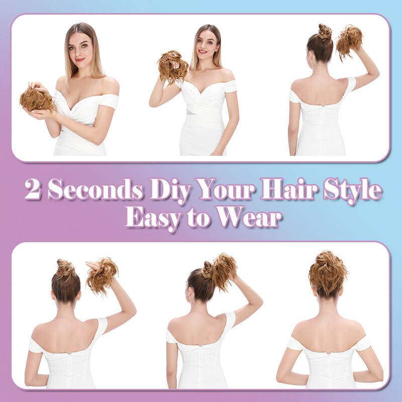 THICK X-LARGE Messy Bun Hair Piece Scrunchie Tousled Updo Wrap Hair Extensions