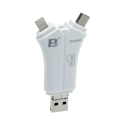 OTG10 Multi Function Card Reader 4 in 1 (Lightning Micro USB Type-C USB-A) for T