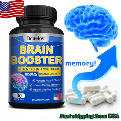 Powerful 40-in-1 Nootropics Caps,1050 mg-Brain Booster-Memory Enhancement