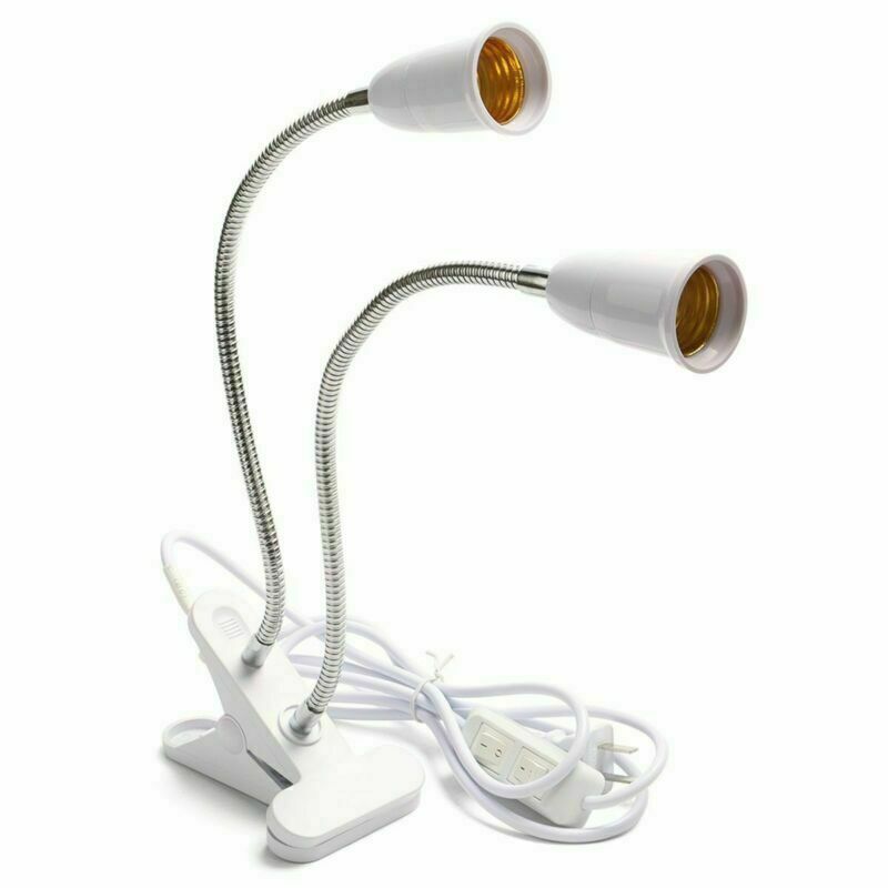 360&deg; Gooseneck Clip-On Cable Desk Lamp Holder Cord Light Base +E27 100W Bulb