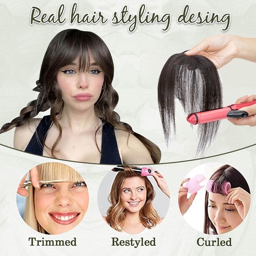 100% Human Hair Extensions Clip In Thin Bangs Fake Wispy Air Bangs French Bangs