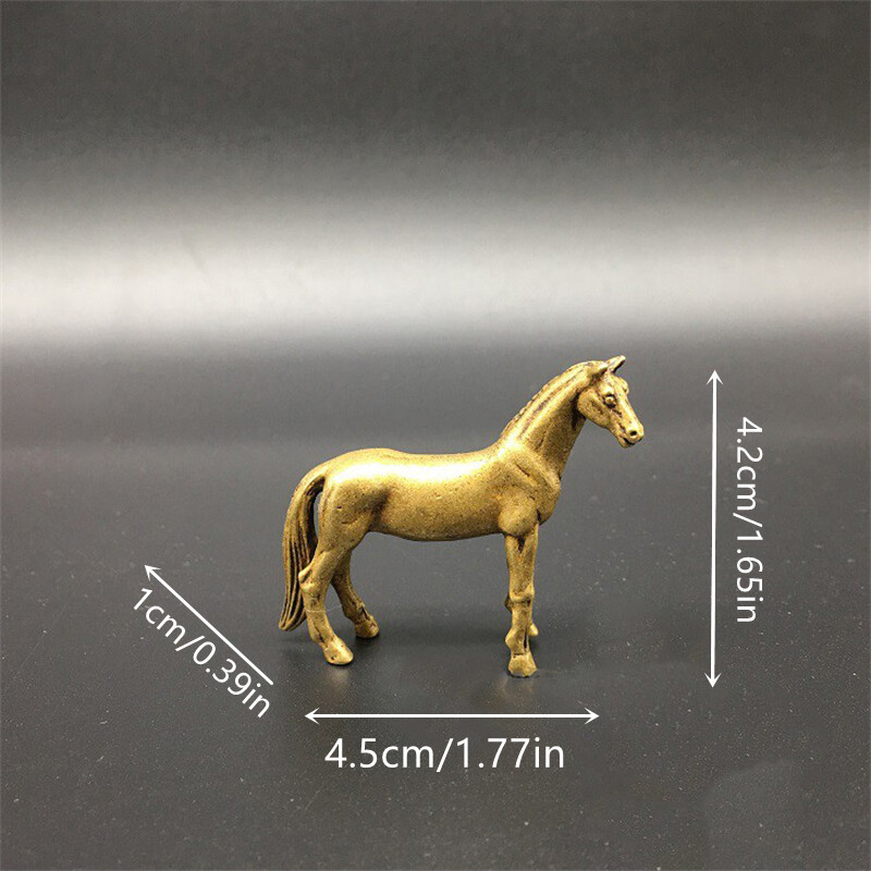 Mini Pferd Statue Messing Figur Deko Antik Skulptur Tisch Bücherregal Heim