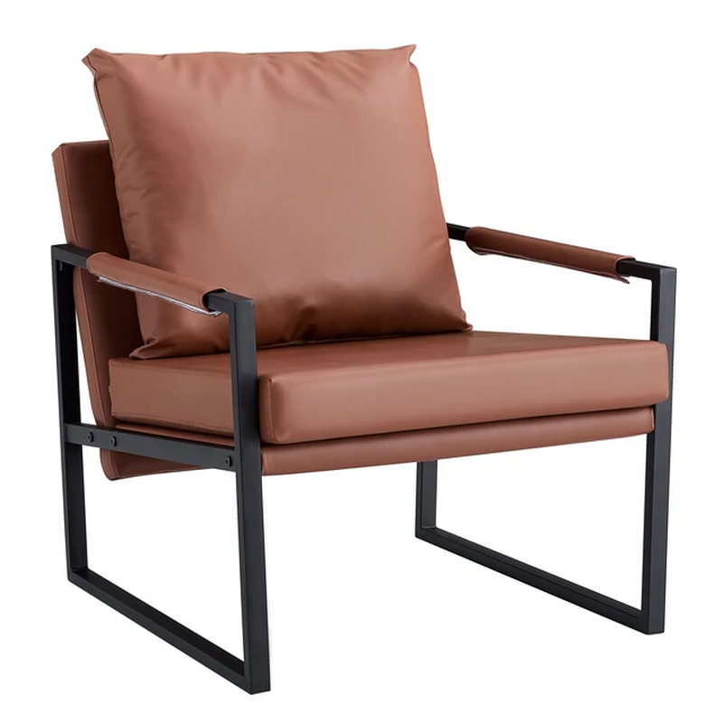 Mid Century Modern Upholstered Armchair With Metal F