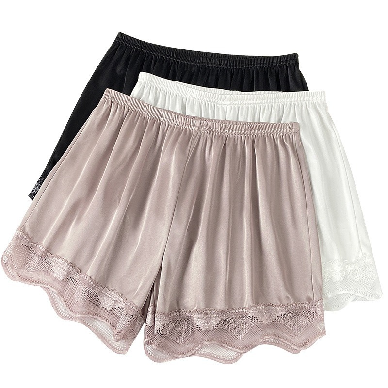 Women Satin Faux Silk Lace Shorts Underwear Underpants Sleepwear Bottoms Briefs