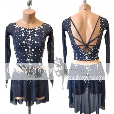 Ice skating dress Figure Skating Dance Baton Twirling handmade gray