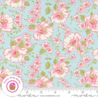Moda GRACE 18720 16 Blue Floral BRENDA RIDDLE Quilt Fabric SHABBY CHIC