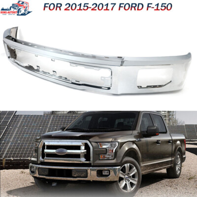NEW Chrome Steel Bumper Face Bar For 2015 2016 2017 Ford F150 Truck W/ Fog 15-17