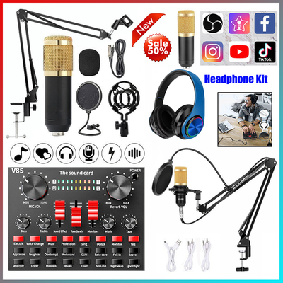 Microphone with Studio Recording Headphone Set Podcast Music Mixer Equipment Kit