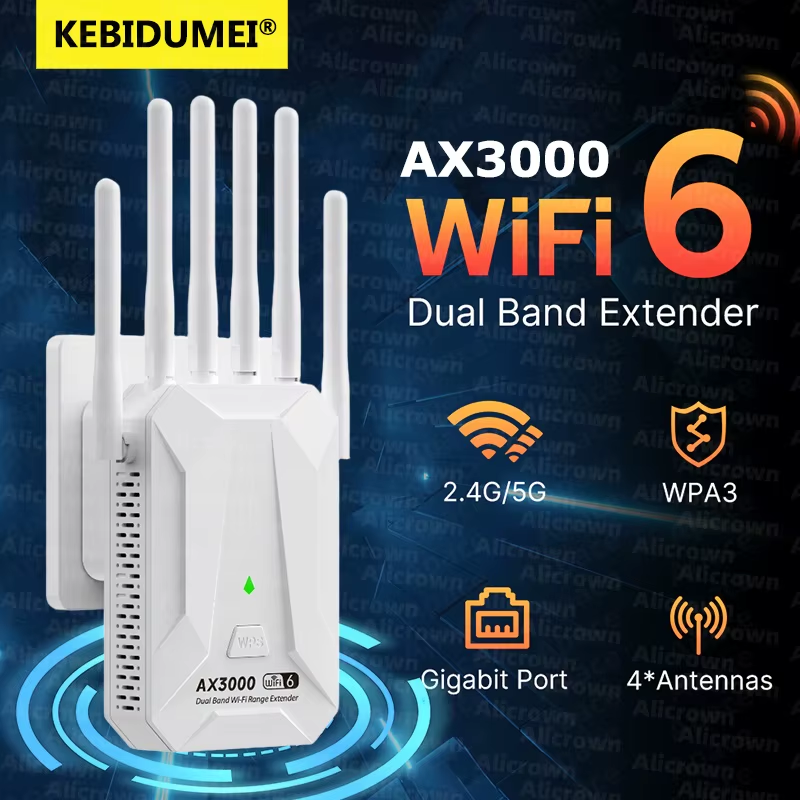 WiFi 6 AX3000 Wireless Repeater Dual Band 2.4GHz 5GHz 802.11AX Wi-Fi 6 Extender