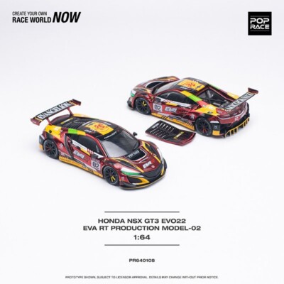 Pop Race 1:64 Honda NSX GT3 EVO22 EVA RT Production Model 02 Model Car PR640108
