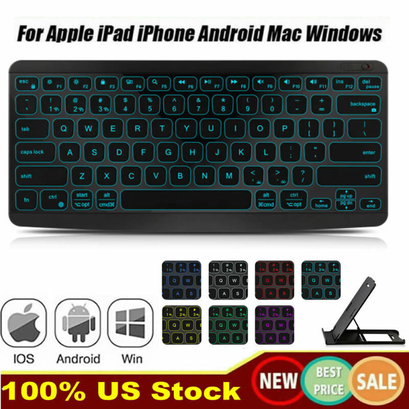 RGB LED Backlit Slim Bluetooth 3.0 Wireless Keyboard for iOS/Mac/Windows/Android