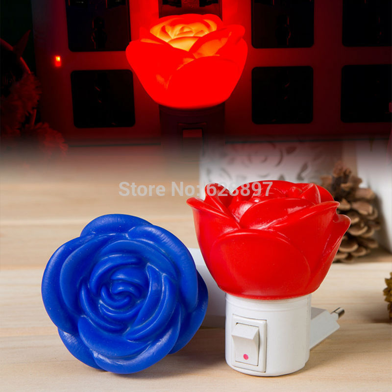 Luce Notturna Led Fiore Rosa Con Interruttore hsb