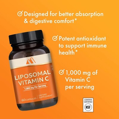 Liposome Vitamin C Dietary Supplement,30 Portions (60 Capsules), Non Genetically