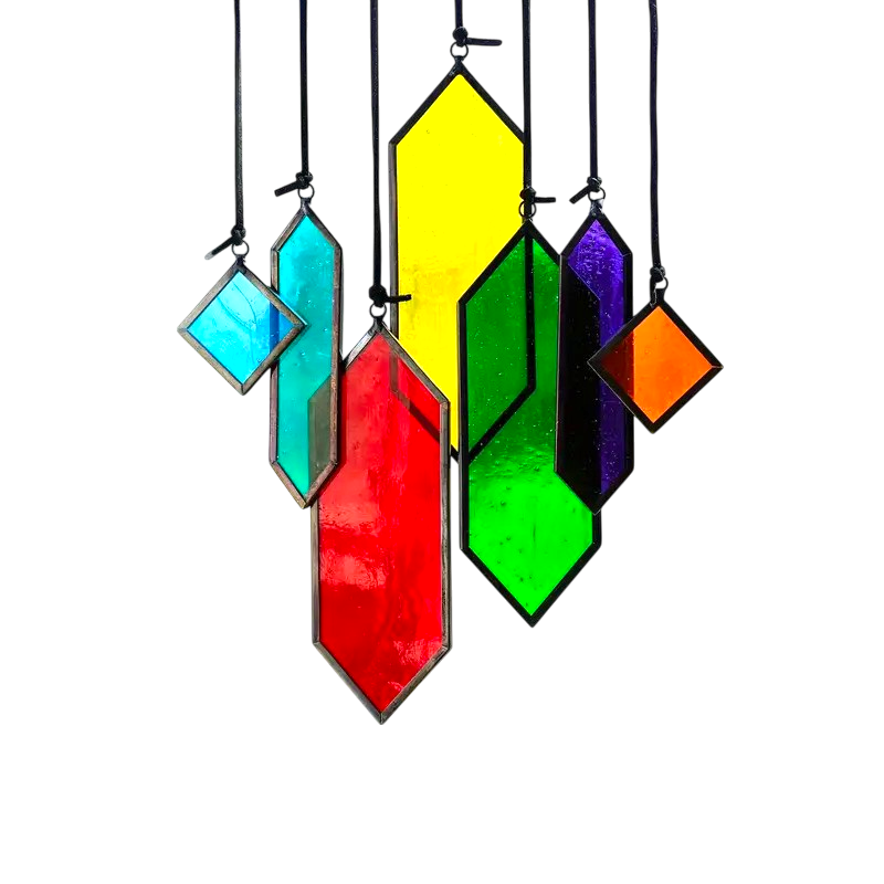 7pc Stained Glass Rainbow Sun Catcher Set Colorful Window Decor Gift