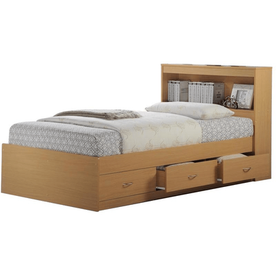 Twin Storage Platform Bed With 3 Drawers With Headboard Bedroom Furniture Beech Ebay