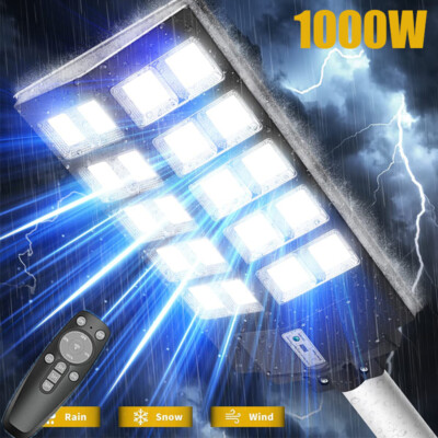LED Solar Street Light + Remote, Garden Wall Lamp Industrial Security Road Bulb